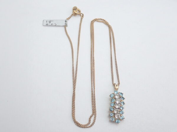London Blue white Topaz Pendant 375 9k Yellow 18 inch chain Necklace #65