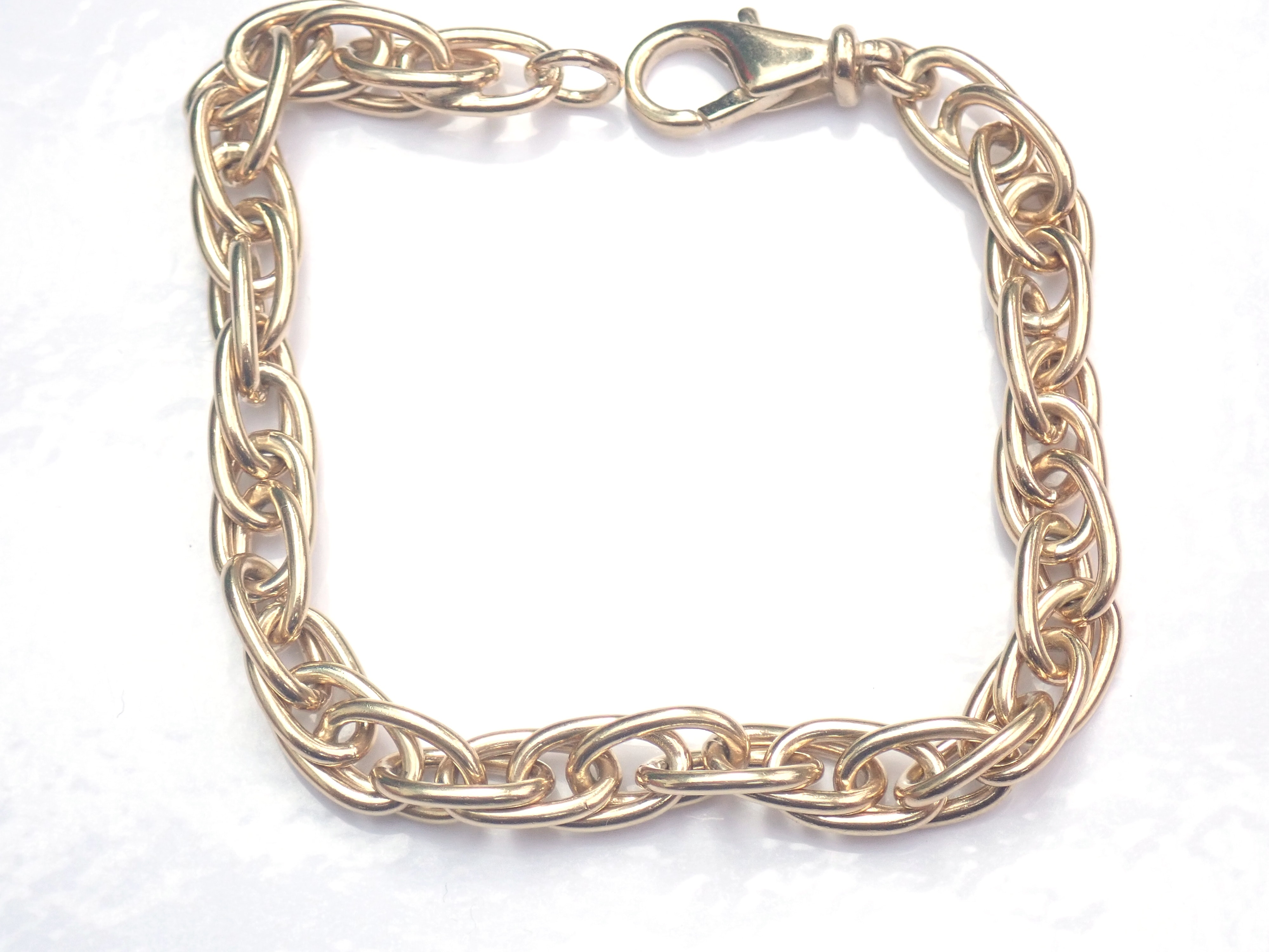 Solid 9ct Yellow Gold Double Link Bracelet 7.5 Inch 19cm 22.2 Grams #420