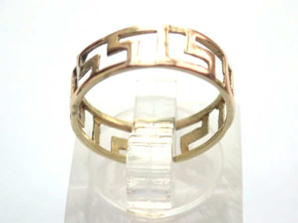 Gold Greek Key Pattern Ring 585