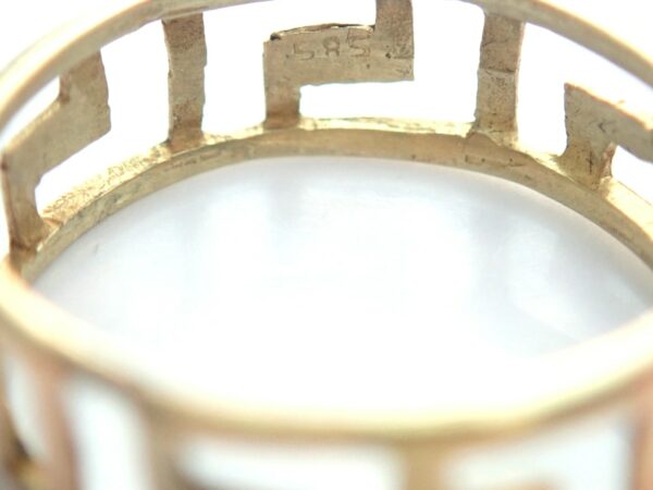 Gold Greek Key Pattern Ring 585