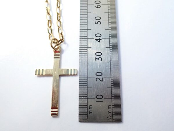 9K Gold Cross Crucifix Pendant 18" Anchor Chain 5.6gms