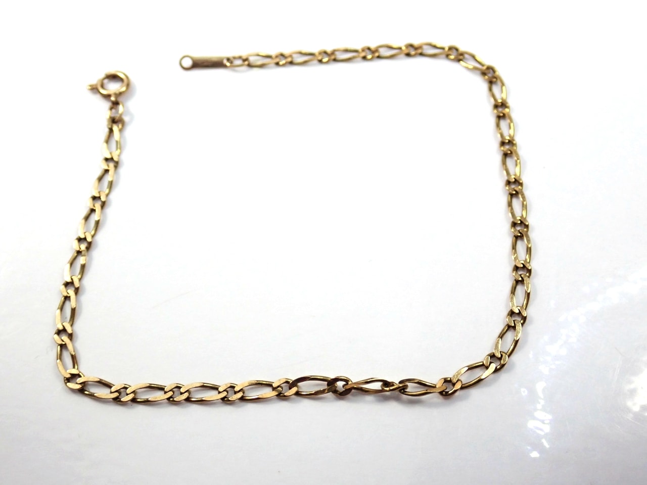 9ct Gold Figaro Bracelet 7 inches 1.30 grams