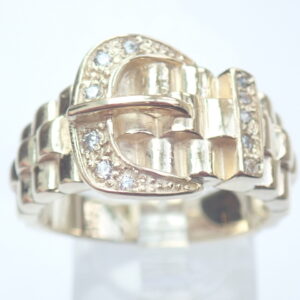 375 Cubic Zirconia Buckle Ring 9ct yellow gold- 10.01gms Size W #230
