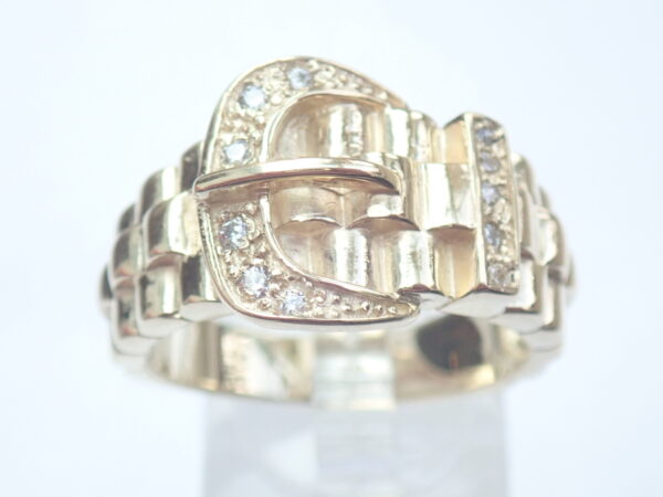 375 Cubic Zirconia Buckle Ring 9ct yellow gold- 10.01gms Size W #230