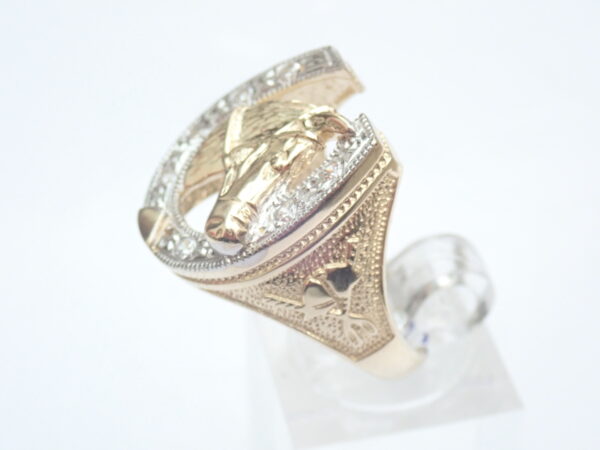 Horseshoe ring with cubic zirconia 9ct 375 Gold Size R ring hand-set with cubic zirconia #180