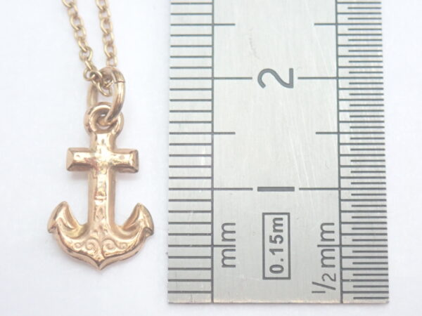 375 Gold Anchor Pendant 16 inch chain- 2.06 gms