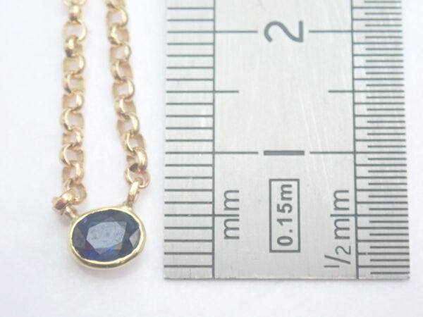 14k Gold Oval Sapphire Pendant 585 Yellow 16 inch Gold Chain
