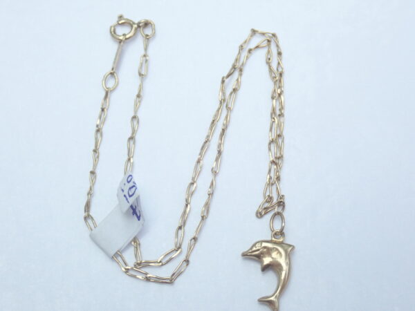 Child's 9ct Gold Dolphin' Pendant 10 inch Chain