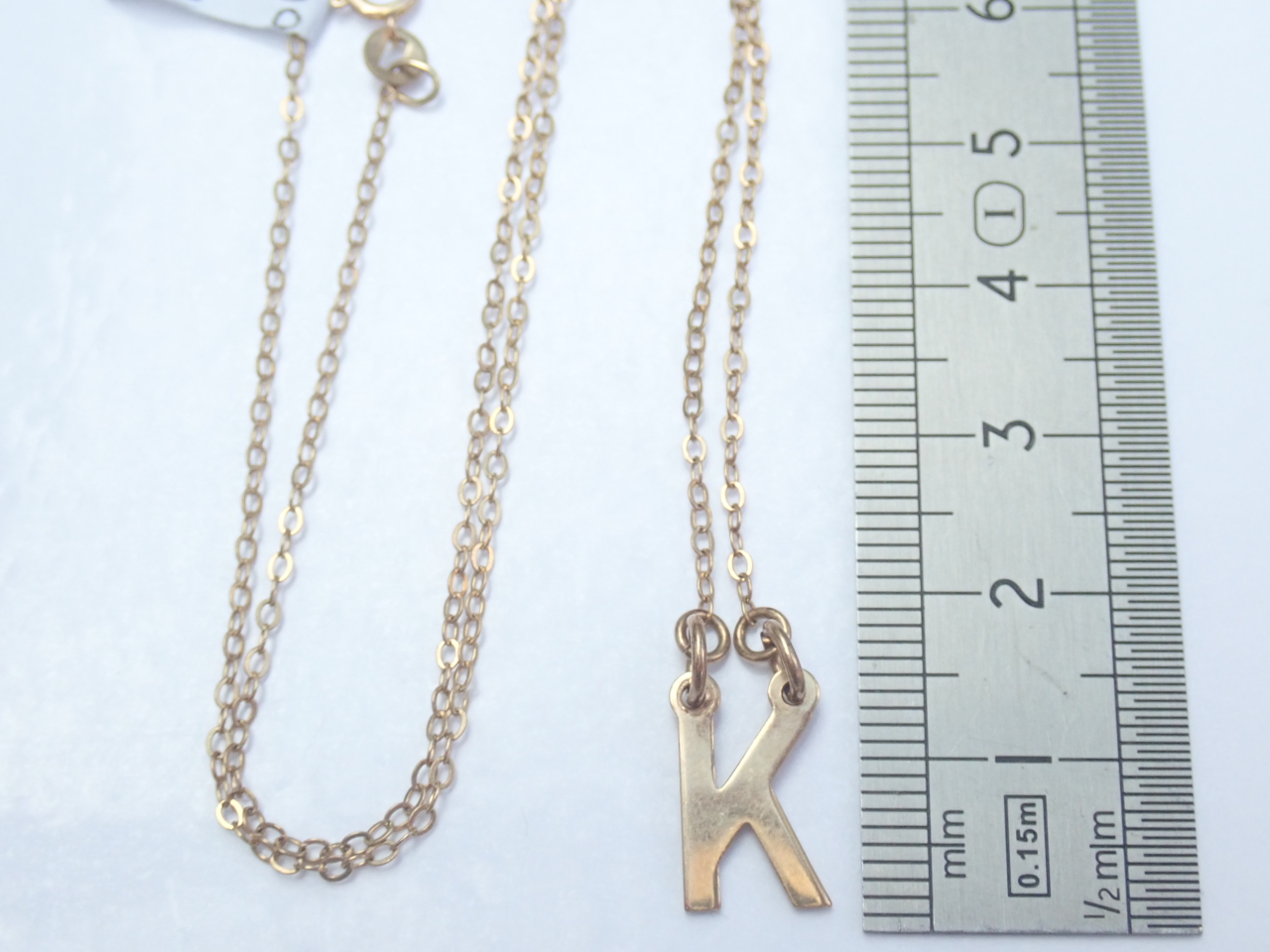 9ct Gold Letter 'k' Pendant 16 inch Chain