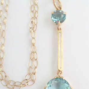 Swiss Blue Topaz 9ct 375 Gold Pendant and 20 inch Chain