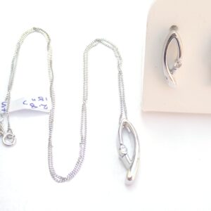Cubic Zirconia Pendant and Earring set 9ct White Gold -18 inch Chain