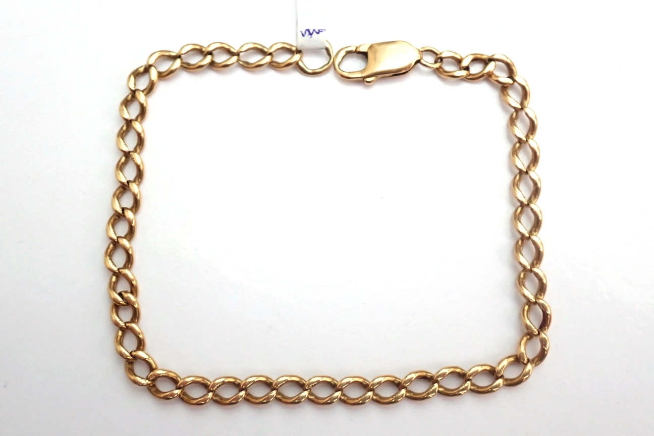 9ct Gold Curb Bracelet 9 inch 10 grams