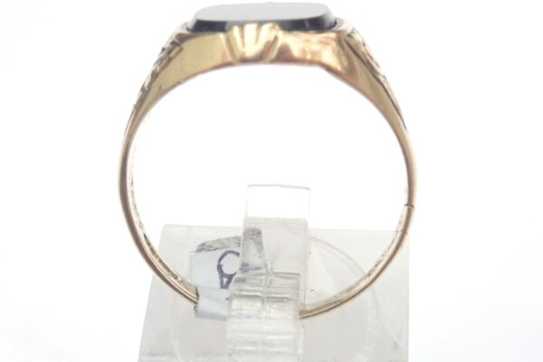 Rectangular Onyx 9 carat Gold Signet Ring - Size S1/2 - 3.5gms