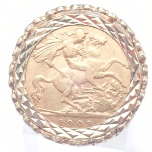 1909 Half Sovereign Heart Ring Size M -8.7gms