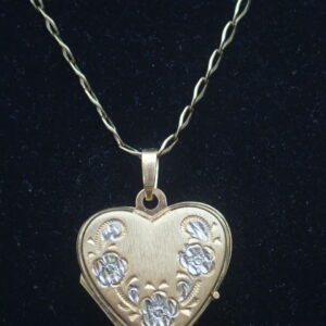 Floral Locket Sweetheart 9k Gold Pendant 20" chain- 4.23grams