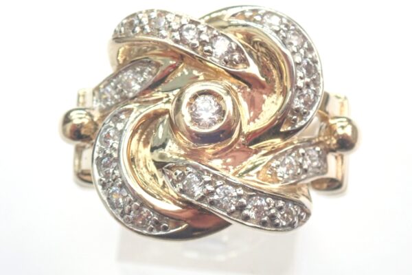 Cubic Zirconia Knot Ring Solid 9ct Yellow Gold Size V -20.00 grams #600