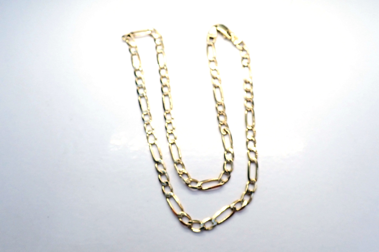 9ct 375 Gold Figaro Linked Chain Necklace 16 Inches 7.8 grams