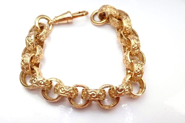 375 Yellow Gold Belcher Bracelet Large Gents 9 Inch