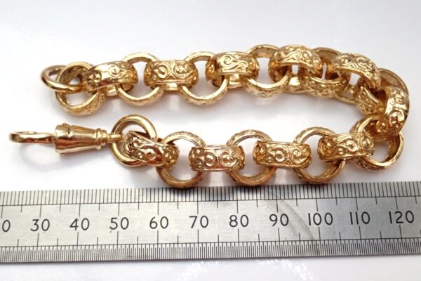 375 Yellow Gold Belcher Bracelet Large Gents 9 Inch