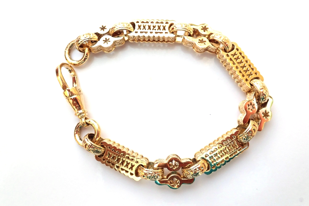 Stars Bars Bracelet 375 yellow Gold 8.5 inch Diamonds Gems
