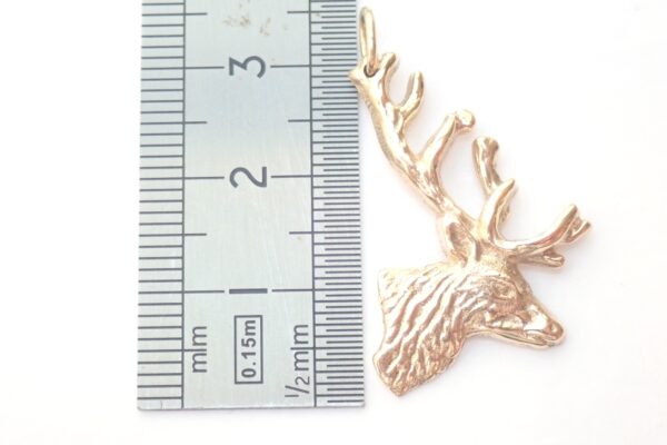 Red Deer Stag Pendant Solid 375 9ct Gold Handmade