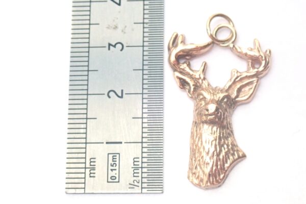 White Tailed Deer Pendant Solid 375 9ct Gold Handmade