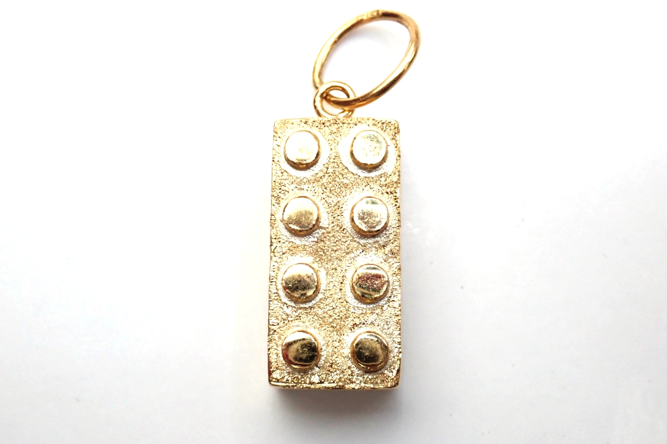 Gold Lego Brick Pendant 9 Carat Yellow Gold 