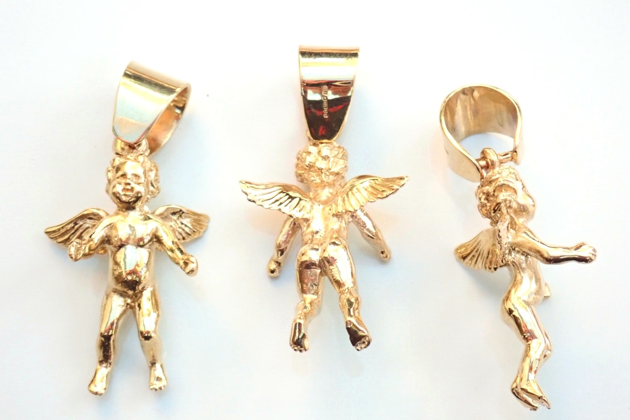 Cherub Angle Pendants Solid 375 9ct Gold 