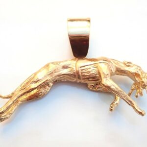Large Lurcher and Rabbit Pendant 375 Gold