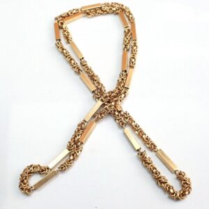9ct Gold 31 inch Byzantine and bar Chain necklace