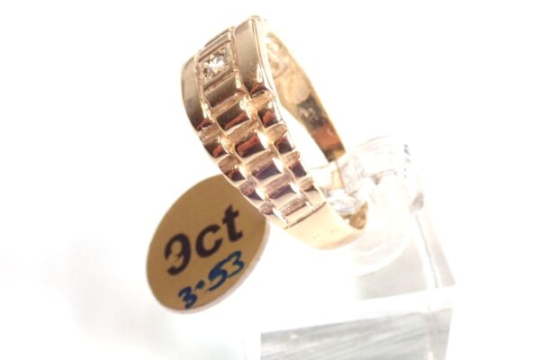 Gemstone set Rolex Watch Strap Style Ring solid 9ct Gold
