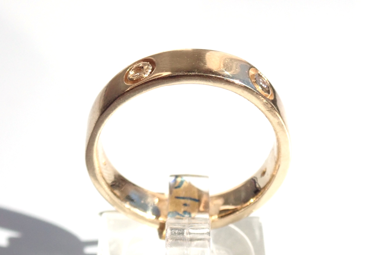 Gemstone set Cartier Style Solid 9ct Gold Band ring width=