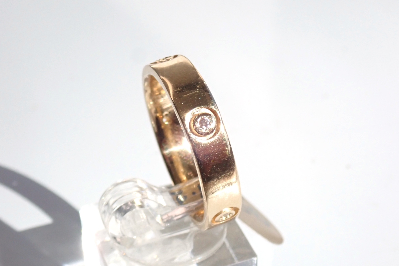 Gemstone set Cartier Style Solid 9ct Gold Band ring