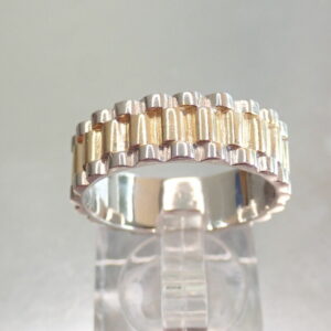 Gold Rolex Watch Strap Style Ring solid Yellow and White 9ct Gold